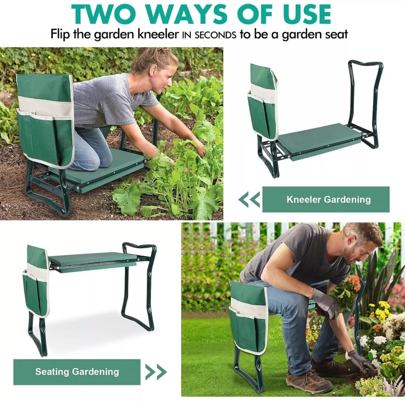 Unbranded Foldable Kneeler Garden Kneeling Bench Stool Soft Cushion Seat
