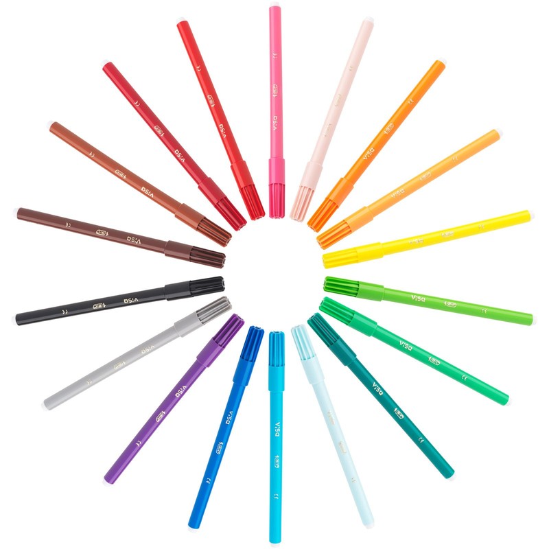 BIC Kids Visa Felt Tip Colouring Pens Set, Assorted Ink