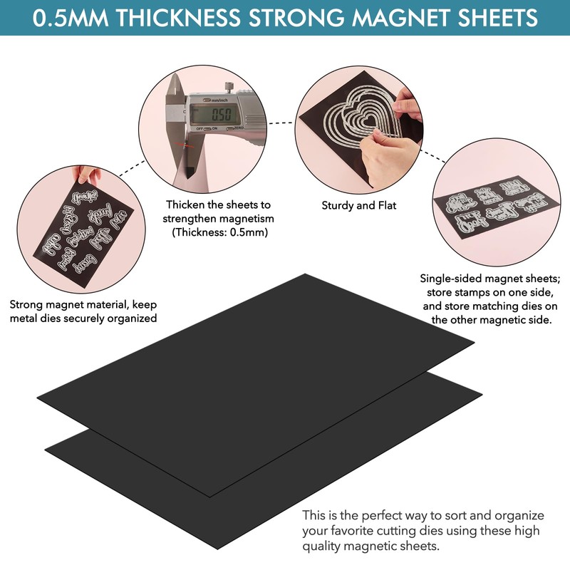 20Pcs/Set 10 Rubber Magnetic Sheets 0.5mm Thickness with 10 Clear