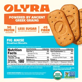 Olyra Organic Breakfast Biscuits - Fig Anise - Healthy Snacks for Adults - Office Snacks - Healthy Cookies - High Fiber Snack - Natural Energy Breakfast Biscuit 24 Packs