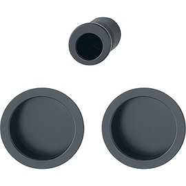 HOPPE Sliding Door Handle Set of 2 Blind Rosette BL Round with Star Pull Handle Aluminium Black Matt