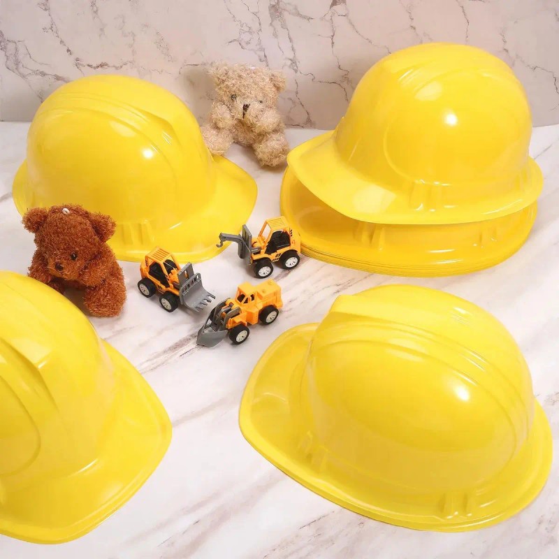 12 Casco Constructor Amarillo Plastico Bob Disfraz Fiesta