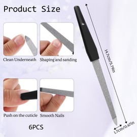 Piriuuo 6 Pcs Metal Nail File, 6 Inch Fingernail Files Sword Nail Files for Natural Nails with Sharp Pointed Tip Non Slip Handle Finger Nails Filers for Women Sapphire Grit