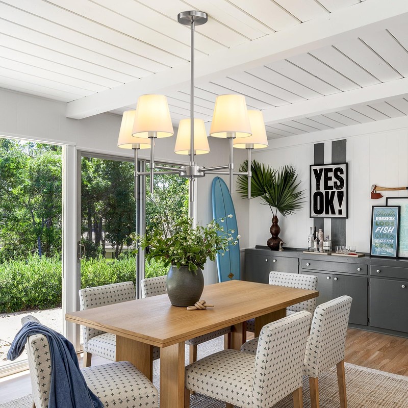 RUIYEY Dining Room Chandeliers Light - 5-Light Brushed Nickel Modern