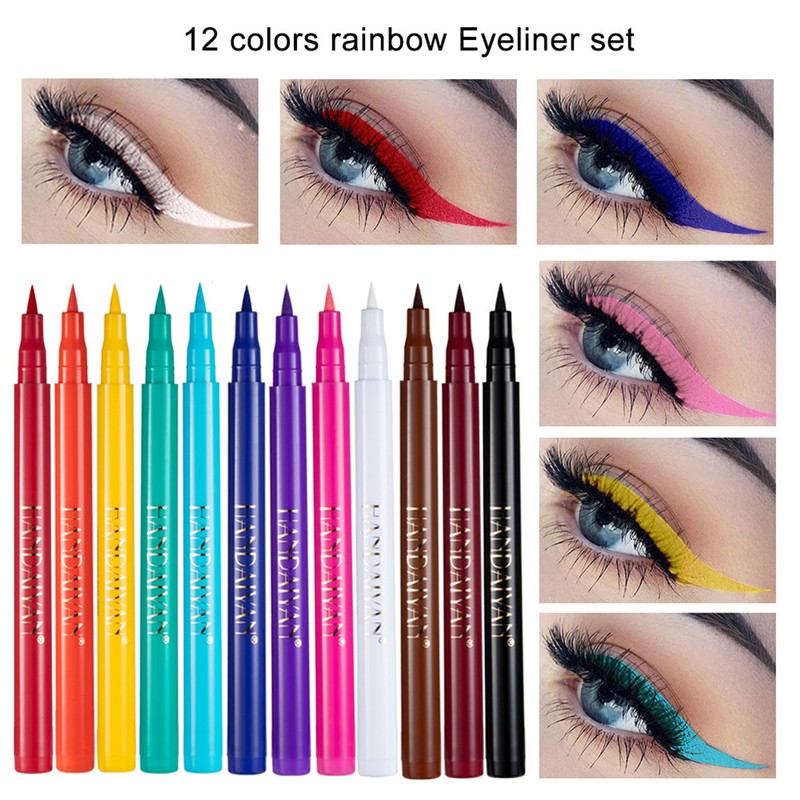 12 Color Liquid Eyeliner Pen Smudge Proof Eyeliner Quick Dry