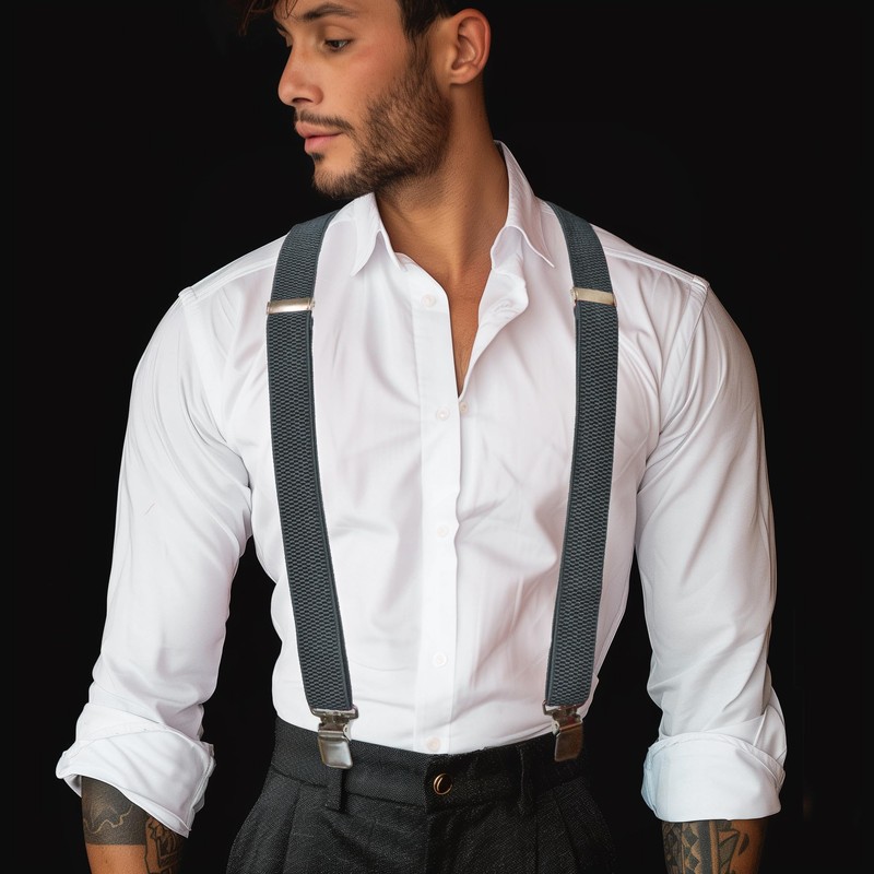 JEMYGINS X Shape Men's Adjustable Elastic Braces with 4 Metal