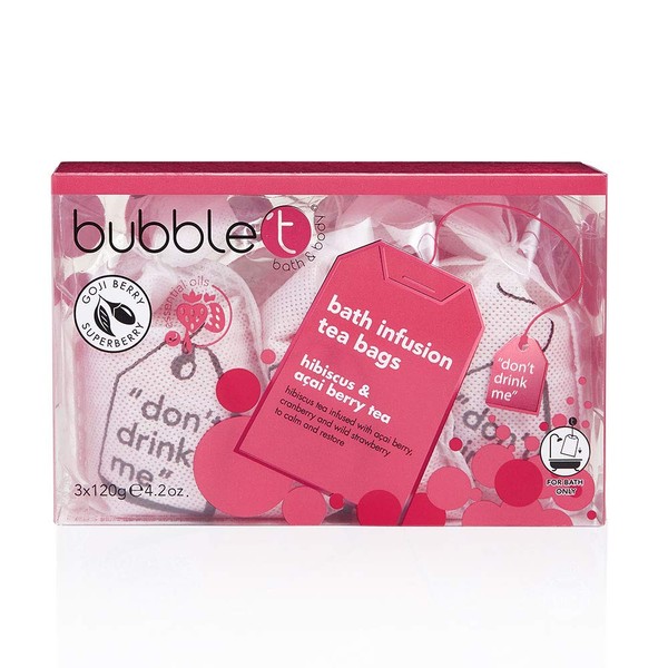 Bubble T Bath Infusion Tea Bags, Hibiscus & Acai Berry, 5.82 Ounce