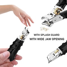 Solymody Orthoclip Nail Clippers Set, 2 Pieces, Professional Nail Cutter with Splash Guard, Especially for Thick Toenails and Seniors (Straight + Angle)