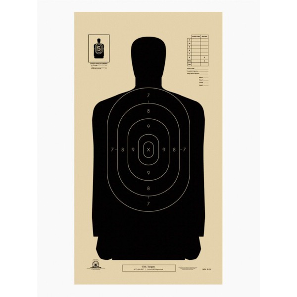 Official NRA B-29 Police Silhouette Shooting Targets, Paper Shooting Target, Indoor and Outdoor Target, Great Value Targets, 25 Yard Police Pistol Silhouette