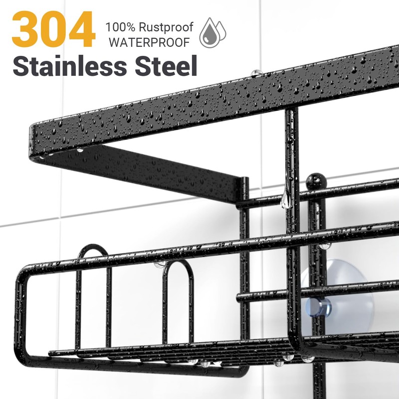 AKTECKE Shower Caddy Hanging Bathroom Organizer: Rustproof Shower Shelf for