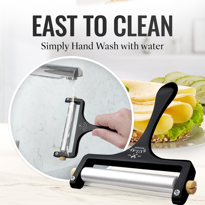 Zulay Kitchen Stainless Steel Wire Cheese Slicer - Adjustable Hand