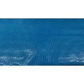 LUV Peacock Royal blue Crocodile Patent Glossy Fabric faux vinyl fabric by yard 54"