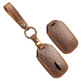 TECART Leather 5-Button Key Fob Cover Fit for Genesis GV60 GV80 G70 G90 2025 2024 2023 Remote Key Fob Case Holder Protector Accessories with Keychain Brown