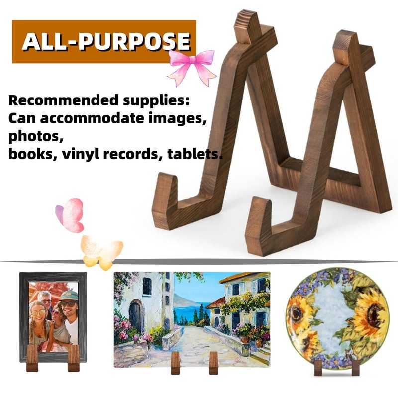 Wood Display Stand,6 Inch Plate Display Stand,Multifunctional Book Display Stand,For