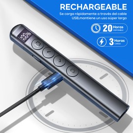 Presentador Inalámbrico para Diapositivas，Recargable Presentador Inalámbrico con Pantalla Digital LED,200m control remoto de PowerPoint,Plug & Play, para Windows,ios, Andorid，Linux