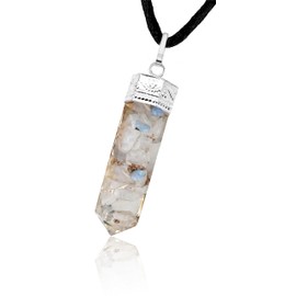Sugandha Wellness Rainbow Moonstone Healing Crystal Necklace - Orgonite Pendant for Balance, Love, Light & Creativity