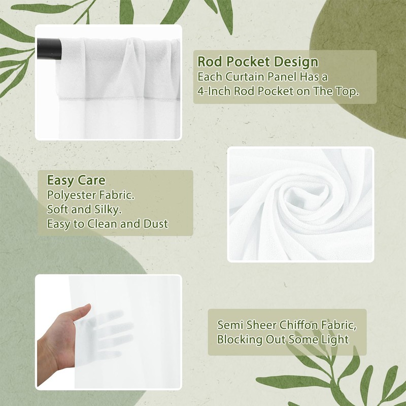 TOAOFY 5x10ft White Backdrop Curtains White Tulle Wrinkle Free Background