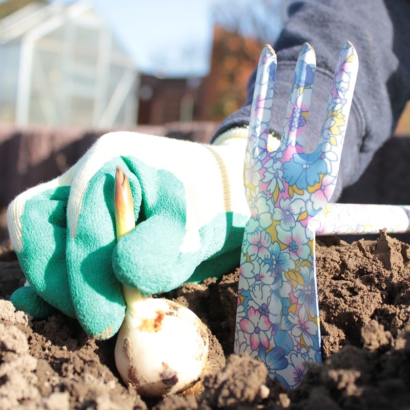 com-four® 3-Piece Garden Tool Set - Double Hoe, Cultivator and