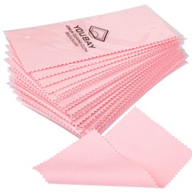 youbay 8x16cm Jewelry Cleaning Cloth - 30 Pcs Individually Wrapped Silver Polishing Cloth for Jewelry Polishing Cloth for Sterling Silver | Gold | Brass | Platinum (Pink)