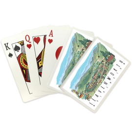 Leavenworth, Washington, Line Drawing (52 Playing Cards, Poker Size Card Deck with Jokers)
