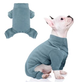 Fleece Dog Pajamas Turtleneck Thermal Dog Pjs Dog Jumpsuit Pet Outfits Warm Dog Onesie Soft Puppy Clothes for Small Sized Dogs and Cats (Blue, Small)
