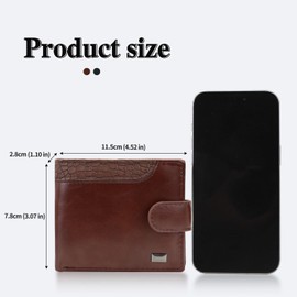 AdiStylinno Men's Leather Wallets, Minimalist Bifold Wallet for Men, Credit Card Holder Wallet with ID Window Coin Pocket (Coffee)