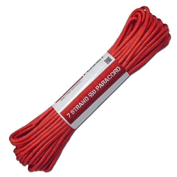 ATWOOD ROPES 50 Ft 550 Reflective Paracord 7-Strand-Multiple Colors (Reflective Imperial RED)