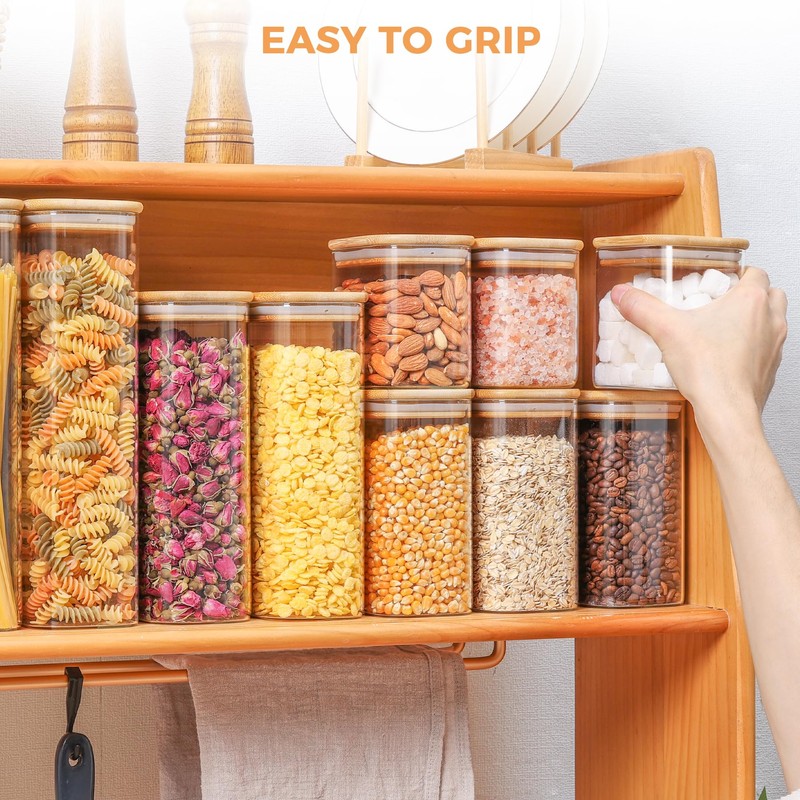ComSaf 26oz Rectangle Glass Storage Containers with Lids, Glass Jars