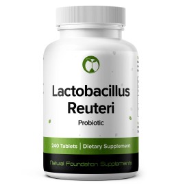 Natural Foundation Supplements Lactobacillus Reuteri Probiotic Supplement 240 Tablets 3 Billion CFU Probioti...