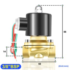 TAILONZ PNEUMATIC 3/8 Inch BSP 24V Brass Electric Solenoid Valve 2W040-10 Normally Closed Water, Air, Diesel