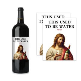 Funny Jesus Gift, 2pcs Jesus This Used to Be Water Wine Labels