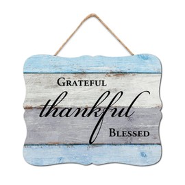 BRUYU5SE Grateful Thankful Blessed Wood Signs Welcome Sign Rustic Quote Sayings Wall Art Hanging Farmhouse Decoration Plaque For Indoor Holiday Home Classroom Office 8x10in