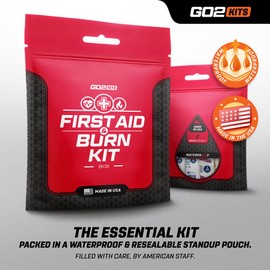 Go2Kits First aid & Burn Kit - Complete Burn Care - 1 Pack in Compact All-Purpose Resealable Pack for Home, Office, Car & Travel (BK35)