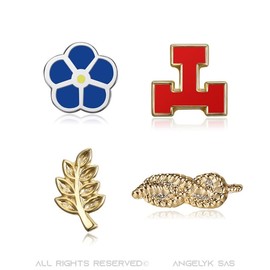 BOBIJOO JEWELRY - Lot Ensemble de 4 Pin's Acacia Myosotis Ark Royale Noeud Lac Amour Franc-Maçon, Microfibre