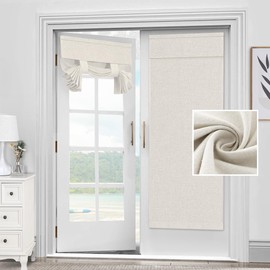 H.VERSAILTEX Door Curtains for Door Window, Faux Linen French Door Curtains for Privacy, Tie Up Shades Front Door Curtains for Glass Window Covering, Heather Ivory, 26’’ x 68’’, 1 Panel