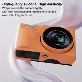 TUOOUT Silicone Case for Panasonic LUMIX ZS99 Digital Camera with with Removable Lens Cover and Screen Protector and a Lanyard for Panasonic LUMIX ZS99 Accessories -(Orange)