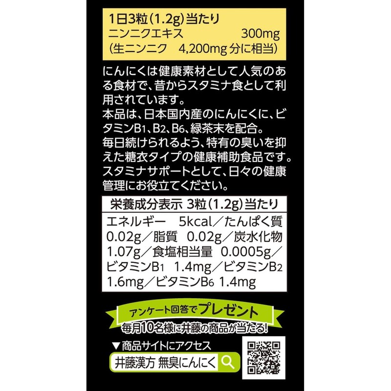 井藤漢方製薬 国産 無臭 にんにく×3個