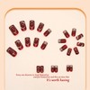 CAEEA Burgundy press-on nails medium square French false nails 3D