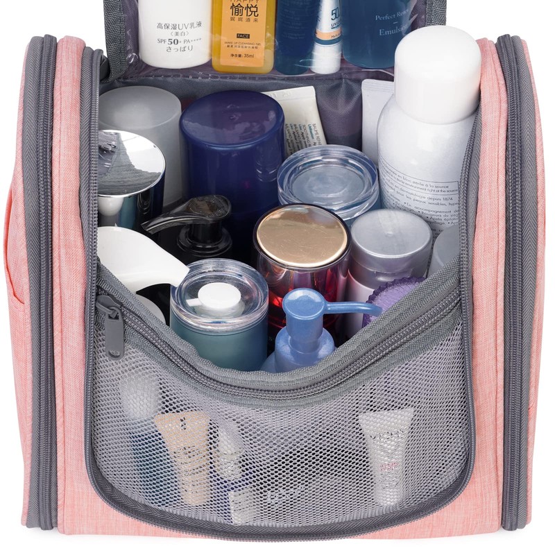 Travel toiletry bag for hanging, Pink (Large)