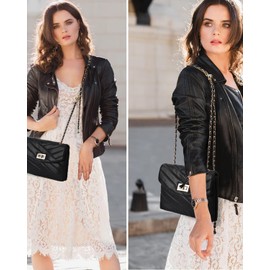 EPPTHERD Fashion Beautiful handbag for Women Formal Evening Bag with Crossbody Chain Strap Black