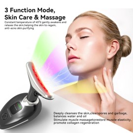 MIUTARMINI Facial Massager for Face and Neck, Red-Light-Therapy-for-Face and Neck, Face culpting Wand with 7 Color, at-Home Face Tool for Skin Care,Gifts for Women (Black)
