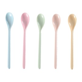 Pack of 5 Plastic Spoons, Plastic Egg Spoons, Long, Plastic, Spoons, Long, Colourful, Plastic Spoons, Melamine Ice Cream Spoons, Colour Long Jam Spoons, Soup Spoons, Shatterproof, Colourful, Dessert