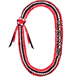 Cindeer Silk Graduation Leis 2024 Grad Embroidery Number Patch Set for High School College Graduation DIY Decor Party Supply(Black, Gold)