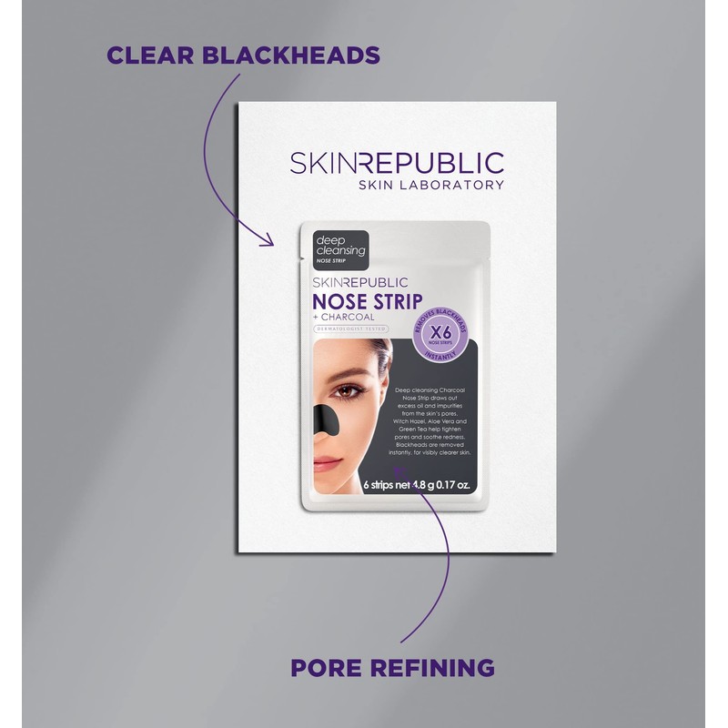 Skin Republic Charcoal Nose Strip 6 Pack, Black