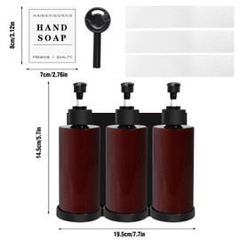 HNCY 3 x 300 ml Soap Dispenser, Wall Mounting Set, Shower Gel Dispenser, No Drilling, Shampoo Dispenser for Shower, Soap Dispenser, Wall with 16 Waterproof Labels for Hotel, Bathroom, Kitchen