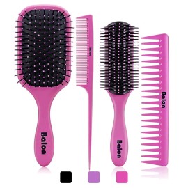 Does Not Apply 4Pcs Detangling Brush Set for Women, Paddle Hair Brush Wet/Dry Curly Thick Hair