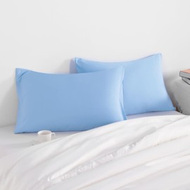 NTBAY Standard Pillow Cases Set of 2, 2 Pack Brushed Microfiber 20x26 Pillow Cases, Soft, Wrinkle, Fade, Stain Resistant Sky Blue Pillow Cases with Envelope Closure, 20x26 Inches, Sky Blue