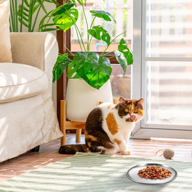 Sporgo Pack of 8 Flat Stainless Steel Cat Bowls: 14