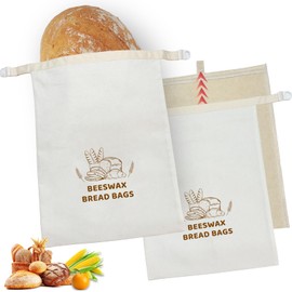 Beeswax Bread Bags for Sourdough 2 Pack, Upgrade Removable Reusable Cotton Beeswax Bread Bag for Homemade Loaf, Freezer Bread Storage Bag for Sourdough and Baked Goods, Fresh Keep Bread Bag for Baker