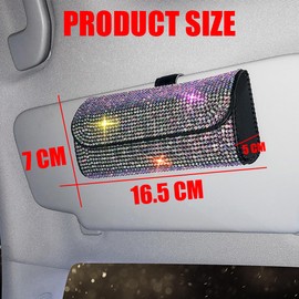 JNNJ Car Glasses Case, Crystal Glasses Storage Box Car, Universal Rhinestone Car Glasses Case, Sunglasses Holder Storage Box for Sun Visor (Colour)